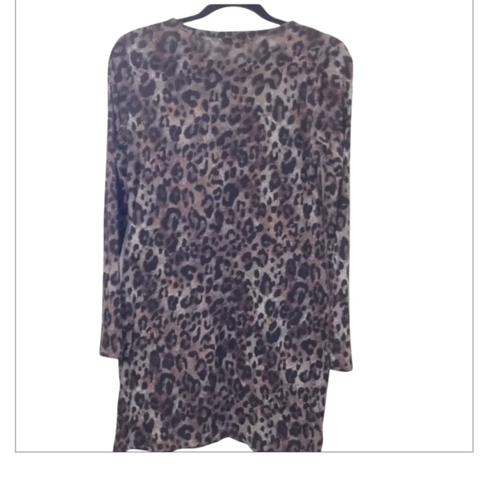 Michael Kors Woman’s Long Sleeve Black Brown Leopard Print Mini Sweater Dress M